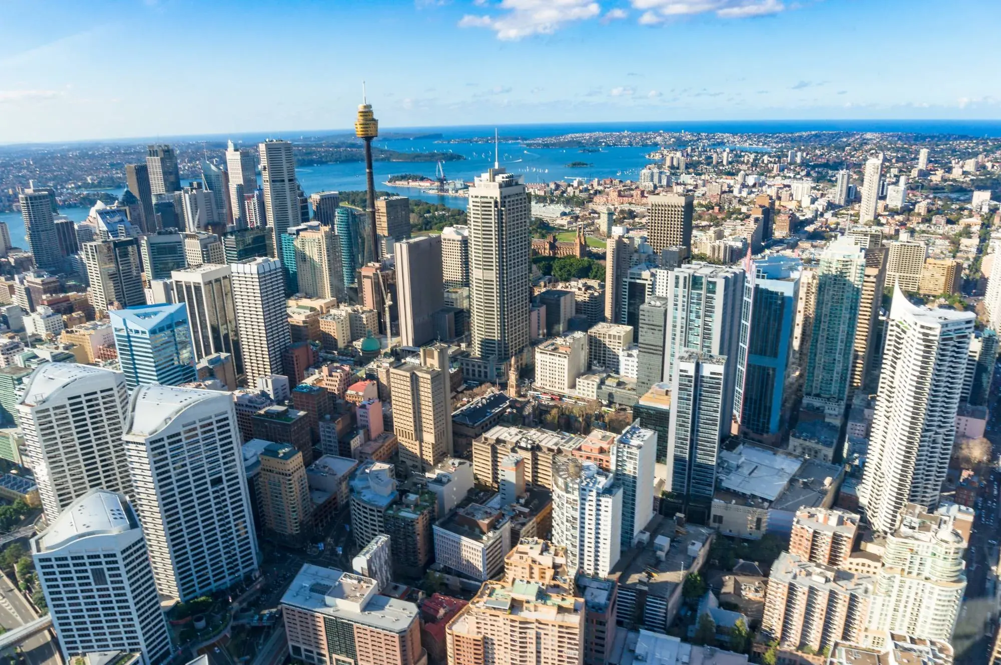 Sydney's CBD and Sydney Tower with the harbour beyond, for Luis Lequerica's LN Property Buyers guide to choosing a buyers agent
